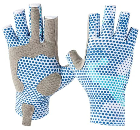 SUJAYU Silicone Gloves for Women & Men - Sailing Kayaking Paddle Rowing UV Protection Anti Slip Gloves for Fly Fishing Accessories (Sky Blue, M)