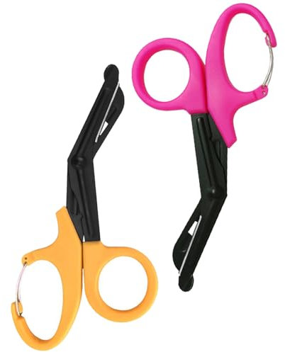 Ziyero Forbici Infermiere, Forbice Infermiere Forbici Mediche Forbici Infermiera Cesoie Traumi da 6.5'' in Acciaio Inossidabile per Fasciatura Garza Bende,Riparazione,Emergenza -Giallo Rosa