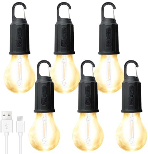 6 Stück Campinglampe Laterne, LED Camping Laterne, Wiederaufladbare Suchscheinwerfer Mit Haken, Camping lampen campinglampe aufladbar, Tragbare Zeltlampe für Camping,Abenteuer, Angeln,Notfall