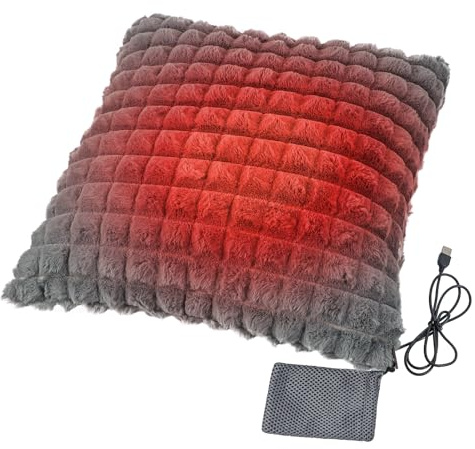USB Heated Cushion Chair Sofa Bed Throw Pillow Home Office Lumbar Support Cushion Electric Heating Pad for Back, Abdomen, Lumbar, Neck, Shoulder