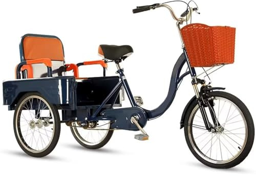 Triciclo para personas mayores,triciclo tándem con asiento trasero plegable,transmisión de cadena doble,triciclo de carga,bicicleta de 3 ruedas,horquilla delantera con absorción de impactos,rickshaw