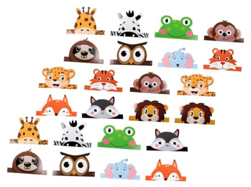 WEKADRIN Cappellini per Feste di Compleanno Animali in Carta Kit da 24 Pezzi Colorati Leggeri e Riutilizzabili per Decorazioni per Party a Tema Giungla e Feste Mascherate