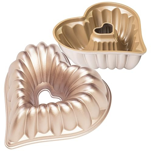 Erreke Moule Kouglof, Moule Savarin, Double Couche Antiadhésive Qualité Professionnelle, Cuisson Uniforme, Très Résistant, Moule Gateau, 2 litres, Gâteau 28x26x10cm, Amour