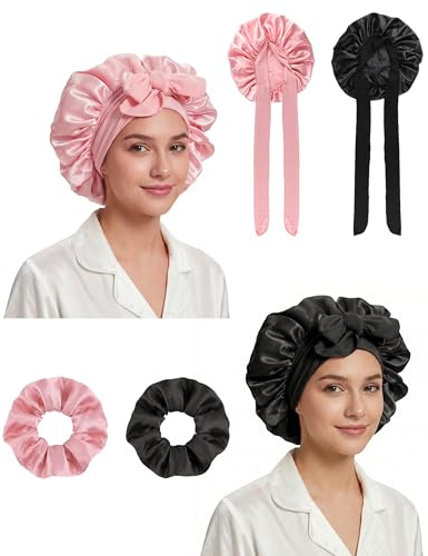 lulir Lot de 2 Bonnet Satin Cheveux Nuit, Bonnet en Satin