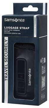 Samsonite TA Revolution – Sangle à Bagages 50mm, Ajustable & Boucle Clip Robuste, Sangle de Valise Sécurisée pour Voyages, Noir