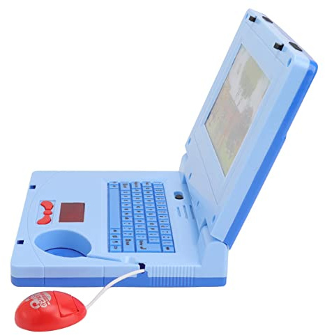 Jelquix Computadora de Aprendizaje para Niños Pequeños, Computadora Portátil Educativa de Dibujos Animados, Juguete, Ratón, Música, Entretenimiento, Plástico, 6,9 X 7,5 X 6,1 Pulgadas (Ratón Azul no