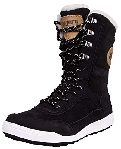 GUGGEN Mountain HPC58 - Stivali da donna in pelliccia foderati con vera lana d'agnello e sintetici, in vera pelle, impermeabili, con membrana, Nero , 43 EU