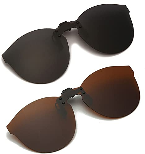 Polarized Clip-on Frameless Sunglasses Anti-Glare UV400 Protection Flip Up Rimless Lens for Men Women Driving Travelling Outdoor Sport