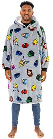 Disney Character World Brands Official Marvel Comics Oversized Wearable Hooded Fleece | Super Warm and Cosy | Perfect For Teens Women and Men One Size