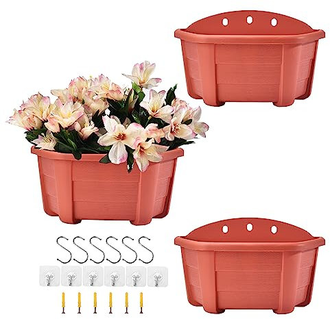 ORIMERC Fioriera da parete in legno imitato da 24,9 cm, per piante da interno, fioriere da appendere alla parete, per interni ed esterni, verticale da parete, per le tue piante verdi, rosso mattone