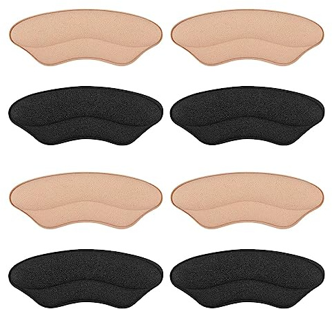 Heel Pads for Shoes That are Too Big, Heel Inserts for Women, Heel Grips for Womens Shoes, Heel Protectors, Heel Cushion Liners for Blisters Loose Shoes, Shoe Fillers (Foam RosybrownBlack 4Pairs)