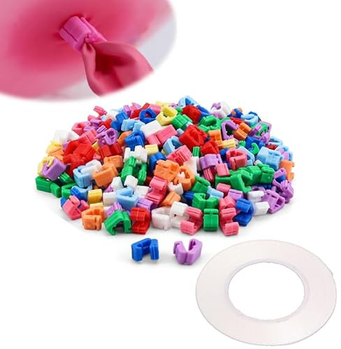 Luftballon Verschlüsse Set 300 Stück - 10M Schnur, PVC Knotenhilfe Mit Ballonband, Halter Bunt, Clips Zubehör für Party