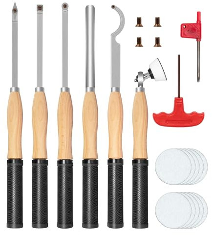 DEEFIINE 46.5cm Outils de tournage du bois, outils de tournage en carbure en forme de diamant avec ponceuse à bol, pour les amateurs de bois