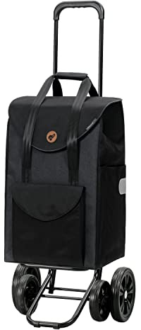 ANDERSEN Quattro Shopping Trolley Senta 2.0 Black 49 L Shopping Trolley, Stylish, Water-Repellent, Height-Adjustable, Quiet Wheels, Multifunctional, Removable Wheels