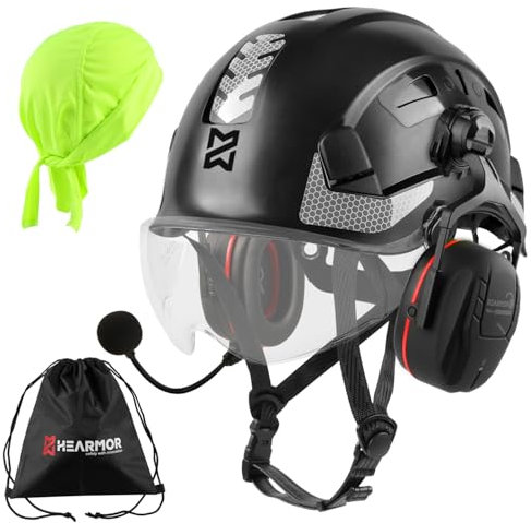 HEARMOR Höhenarbeiten Casque industriel pour adulte avec protection auditive active ABS Casque de protection certifié EN12492 Conforme EN397 Absorption des chocs et résistance à la pénétration Test