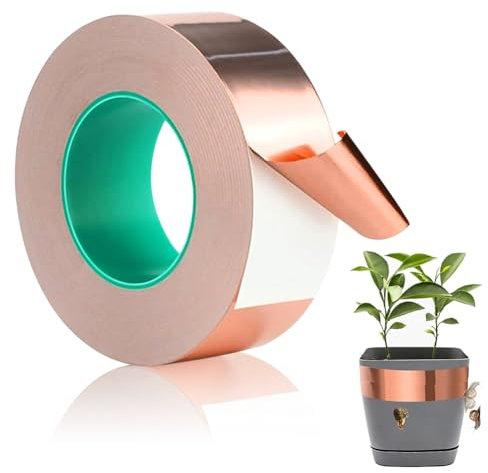 Kupferband Gegen Schnecken,Beidseitig Leitende Kupferfolienband,Schneckenzaun Schneckenschutz für Hochbeet Pflanzen,Schneckenabwehr Kupferband Hochbeet Gärten Balkone für Pflanzenschutz (30MM*20M)