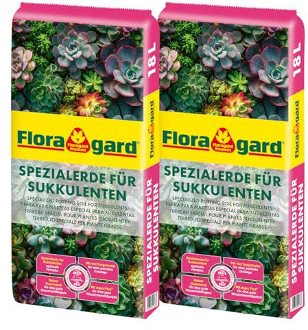 Floragard Spezialerde für Sukkulenten und Kakteen – Optimale Erde für gesundes Wachstum und Stabilität - 2x18 Liter