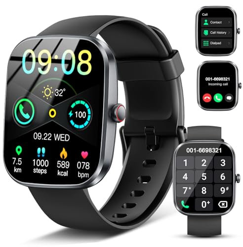 Smartwatch Herren Damen, 1.91'' Zoll HD Smart Watch mit Bluetooth Anrufe, Fitness Tracker mit 110+ Sportmodi, Herzfrequenz SpO2 Schlafmonitor Schrittzähler, IP68 Wasserdicht Fitnessuhr für Android iOS