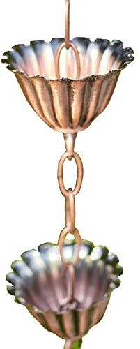 CMYUN Regenkette 3.3ft/8.5ft Regenketten Anbringbar, Gartenterrassenrinnen Regenketten für Fallrohre, Gartendeko Regenfänger Tasse, Austauschbares Fallrohr(Style2,100cm(3.3ft))