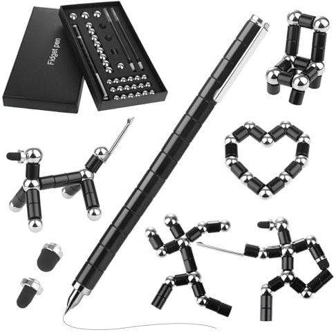 GlasFlength Penna Magnetica Fidget Pen, Divertente Penna Magnetica nera Penna a Sfera Magnetica Gravity Penna Gadget per Uomini Donne Bambini Adolescenti Feste Regalo di Compleanno