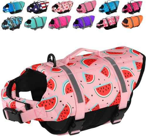 Doglay - Dog Life Jacket, Dog Life Vest for Swimming Boating, Adjustable Puppy Life Vest with Reflective Stripes, Swimming Vest for Small Medium Dogs