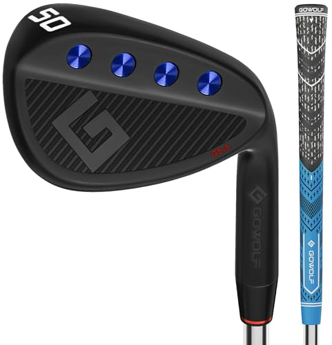 Gowolf 50 Degree Wedge Right Hand - Premium Forged Full Face Golf Wedges for Men, Golf Gap Wedges Sand Wedge Lob Wedge, Golf Clubs CNC Milled Face for More Spin - Great Golf Gifts (Black 50 Degree)