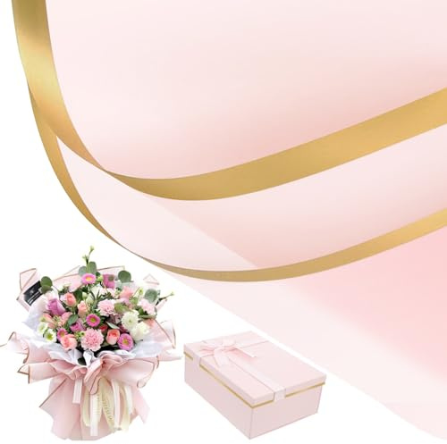 YADOBIG 20 Feuilles Papier Cadeau Bouquet, Papier Emballage Bouquet, Emballage Fleur pour Cadeau, Anniversaire, DIY(Rose, 58x58cm)