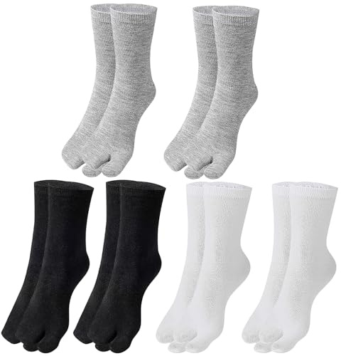 Joyan 6 Paires Chaussette Doigt de Pied Femme et Homme, Chaussettes pour Tongs, Chaussettes Orteils Séparés Mi-Mollet, Confortables et Respirantes, Adaptées au Sport, à la Course et à la Marche