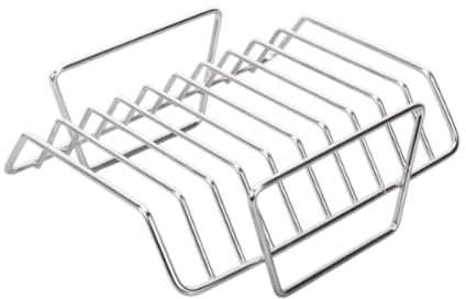 Milageto Supporto per Costine da Barbecue, Versatile Strumento per Barbecue, Facile da Pulire, Supporto per arrostire Il in Acciaio, per Giardino, Argento