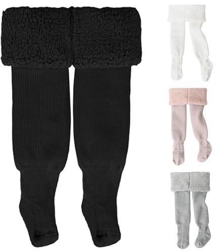 Fohuanky Collant Termici Imbottiti con Piedini per Neonati/Bambini 0-6 Anni, Caldi Invernali, Morbidi e Spessi, da Indossare con Vestiti e Stivali (IT, Età, 2 anni, 4 anni, Regular, Nero)