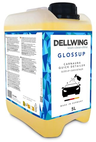 Dellwing GlossUp Quick Detailer 5 l, nettoyant rapide pour peinture avec effet déperlant, vitrification de la peinture pour la protection et la brillance, nettoyage automobile, fabriqué en Allemagne