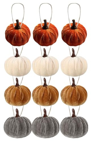 Pumpa prydnad Thanksgiving Mini Pumpa Träd Hängsmycken | 12 delar livfull dekoration, festivalrekvisita för sovsal mantel sovrum staket bokhylla
