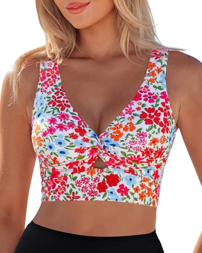 Vetinee Bikini Tops Push Up Bikini Ladies Swim Tops Blooming Floral Size Medium Fits UK 12-14