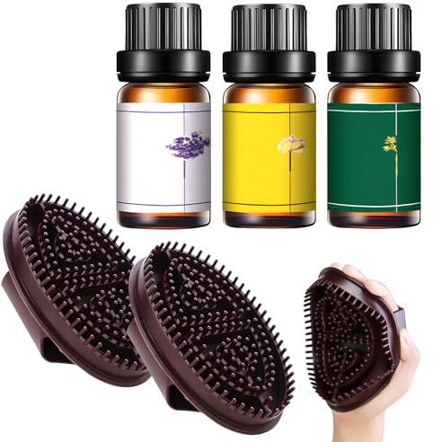 2 spazzole Meridian con 3 oli essenziali, 10 ml, spazzola per massaggio, massaggiatore, rilassamento tutto il corpo, spazzola massaggiante corpo per vita, addome, testa