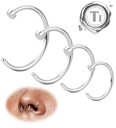 LOLIAS G23 Titan Fake Nasenpiercing Nasenring Silber Septum 20G Nasen Piercing Hoop Set Knorpel Dünn Klein Helix Nostril Piercing Ringe Hypoallergen Fake Nasenpiercing Ring Silber Schmuck Damen
