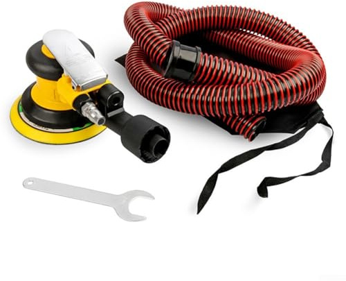 Autilyshop pneumatisk sandblaster för rostborttagning färgskalning och bilvaxning 125 mm 13500 varv/min 0,63 MPa lufttryck gul svart (B)