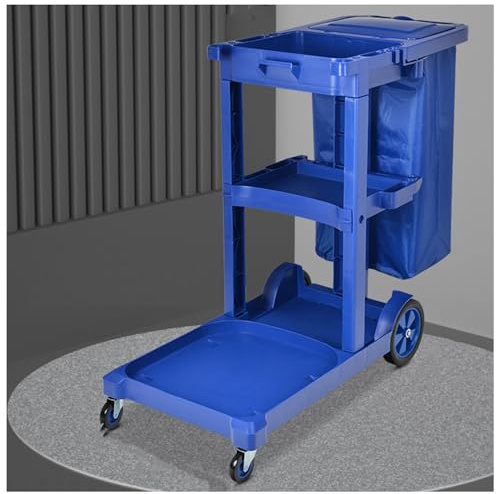 Carrello di pulizia dell'hotel con ruote silenziose, telaio ad alta resistenza, borsa grande, supporta 150 kg per una pulizia efficiente
