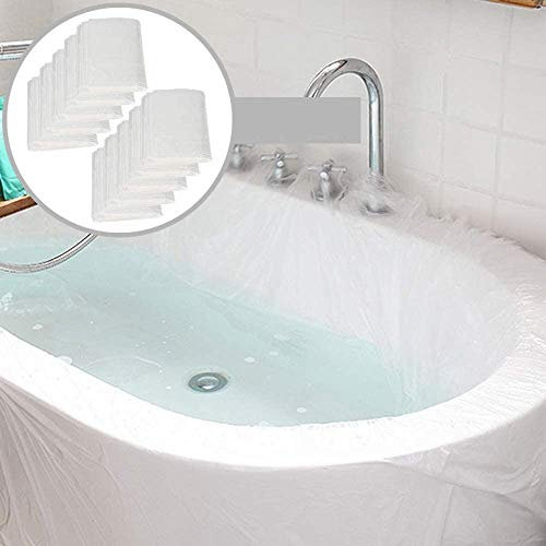 sopplea 10 Pack Disposable Bathtub Cover Liner, Ultra Large Bathtub Liner Plastic Bag for Salon, Household and Hotel Bath Tubs (90x47 Inch)