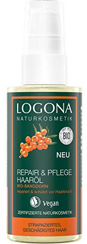 LOGONA Naturkosmetik Repair & Soin Huile capillaire bio à l'argousier de sable pour cheveux secs et abîmés, 75 ml