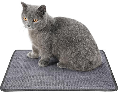 PETTOM Kratzmatte Katze Kratzteppich Sisal (60x40cm) Kratzbretter Boden rutschfest und verschleißfest schützt Teppiche und Sofas, Dunkelgrau