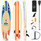 COSTWAY Stand Up Paddling Board, SUP Board aufblasbar, Paddelboard mit Sicherheitsleine, Paddel, Pumpe, Center Finne, Rucksack und Reparaturset (Gelb + Orange, 320x76x15cm)