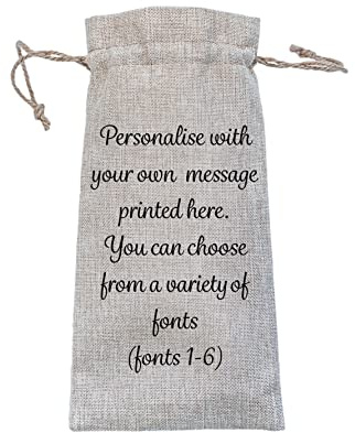 Personalised Burlap Bottle Gift Bag, Custom Message Wine Bottle Tote Holder, Congratulations Birthday Gift for Him Her Host Wine Lover