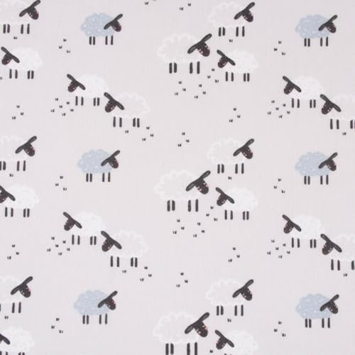 SCHÖNER LEBEN. Baumwollstoff Karl Schäfchen grau 1,40m Breite