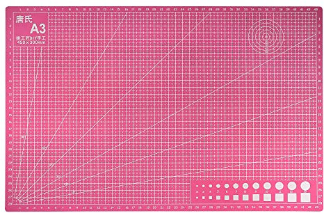 sourcing map A3 Självläkande skärmatta 45 x 40 cm dubbelsidig halkfritt rutnät PVC rosa