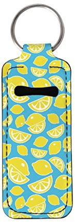 COEQINE Women Girls Chapstick Keychain Holder with Lemon Pattern Lipstick Holder Clip-on Lipstick Balm Holder Keychains