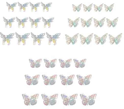 36 Pezzi Adesivi Murali Farfalle Decalcomanie, 3D Adesivi Murali Farfalle Vuote, Decorazione da Parete Farfalla a Strati Adesivi Rimovibili a Farfalla Decalcomanie Murali Vuote da Parete Fai Da Te