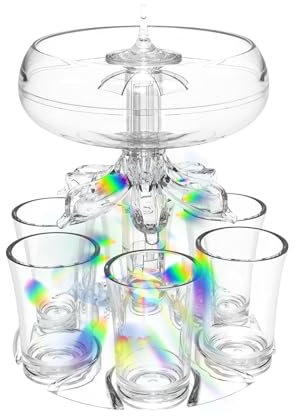 Dispensador de chupito con vasos, dispensador de 6 vasos de chupito y soporte, dispensador de bebidas con 6 chupitos, dispensador de vasos de chupito acrílico, dispensador de vasos de chupito acrílico