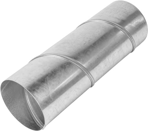 160 mm de diámetro – 300 mm de largo – Canal de aire recto redondo – Tubo de ventilación de acero galvanizado para secadora – Salida de aire caliente – Canal de metal roscado