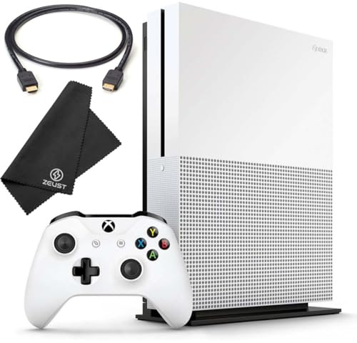 Zeust Xbox One S 512GB Console Bundle - Includes the Xbox One S 500 GB Console White, 1 Wireless Controller, HDMI Cable, and Microfiber Cloth - Compact Digital Gaming Kit (Renewed)