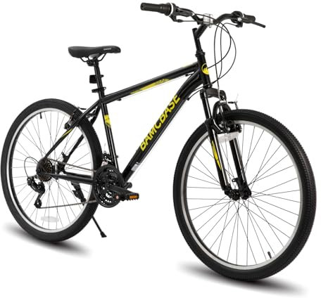 Hiland BAMCBASE 27,5 Zoll Mountainbike, 21 Gänge Mountainbike, Hochfester Stahlrahmen Hardtail Fahrrad V-Bremsen für Erwachsene Männer Frauen, Schwarz